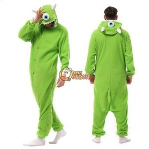A Mike Wazowski LuckyOnesie brand onesie, size XL, Unisex, for Adults.